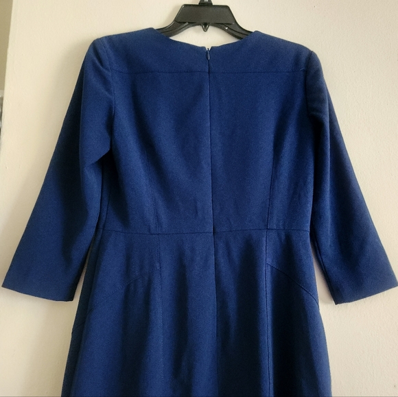 Ann Taylor Sheath Dress Flounced Hem 3/4 Sleeves Royal Blue Sz 2 NWT - Picture 13 of 16